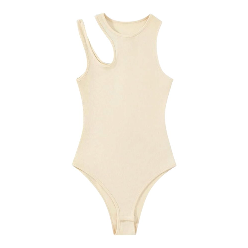 Ivory Ribbed Cut-out Bodysuit